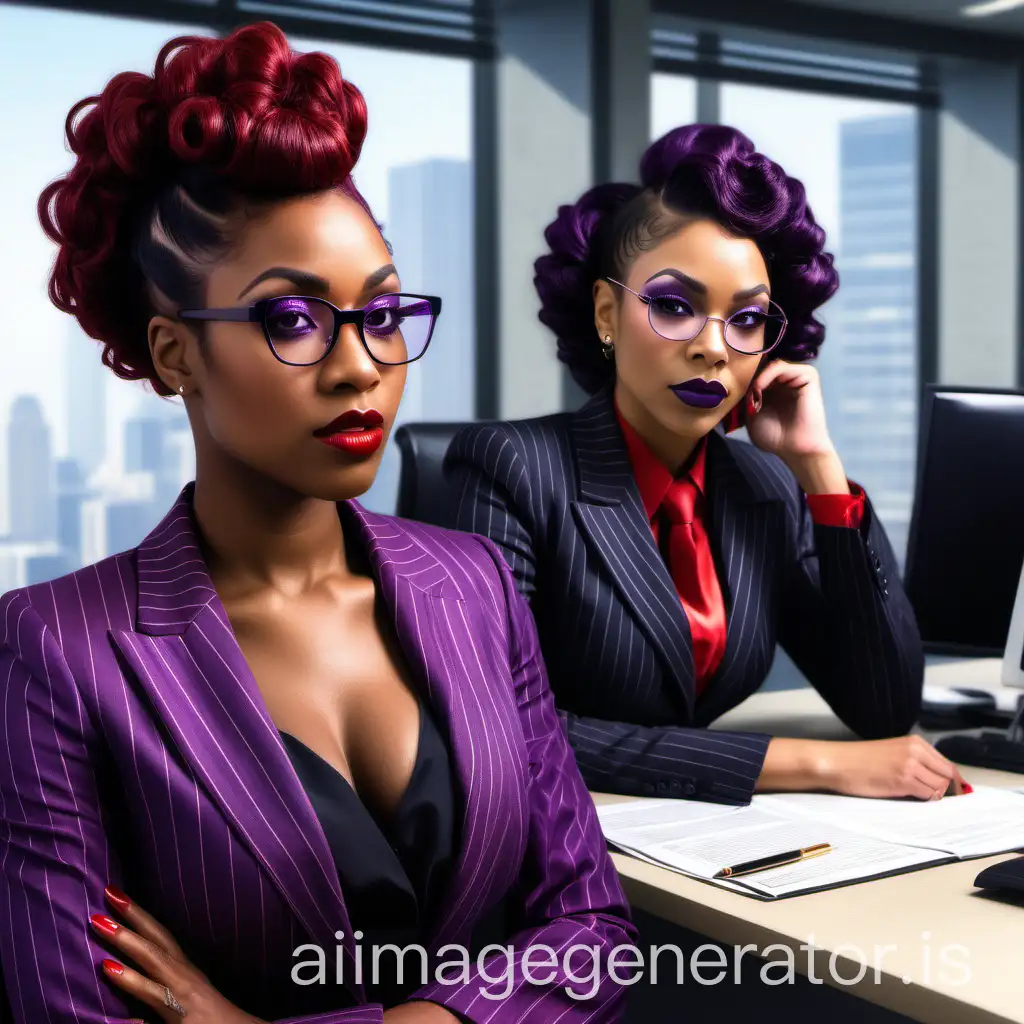 Confident-Black-Women-in-Pinstripe-Business-Suits-in-Office-Setting