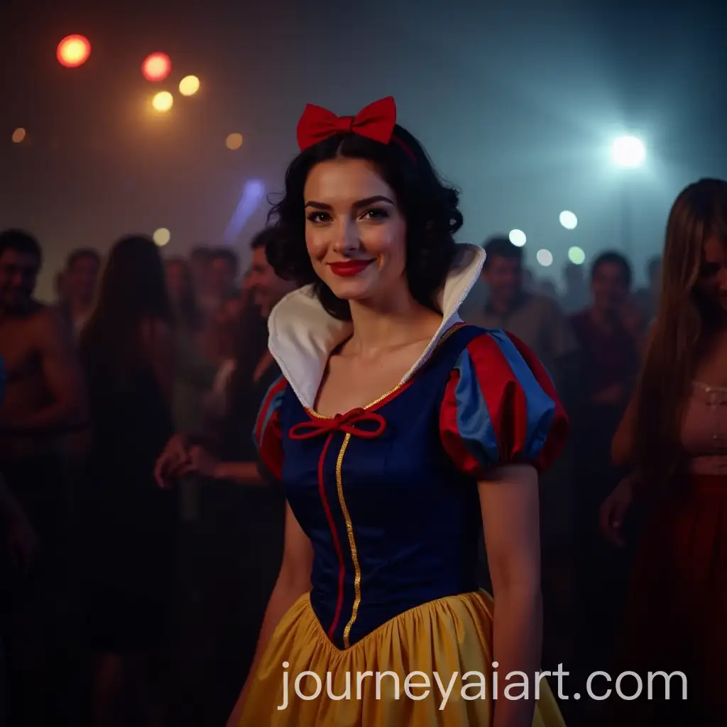 Photorealism-Woman-Snow-White-Costume-Party-Halloween-Dark-Background