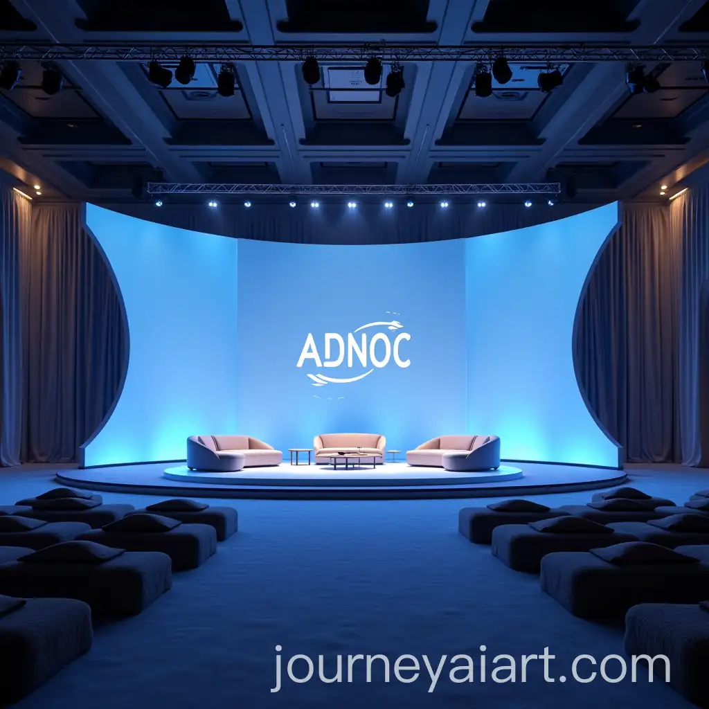 Futuristic-Corporate-Event-Stage-Design-with-ADNOC-Logo-in-Luxury-Hotel-Ballroom