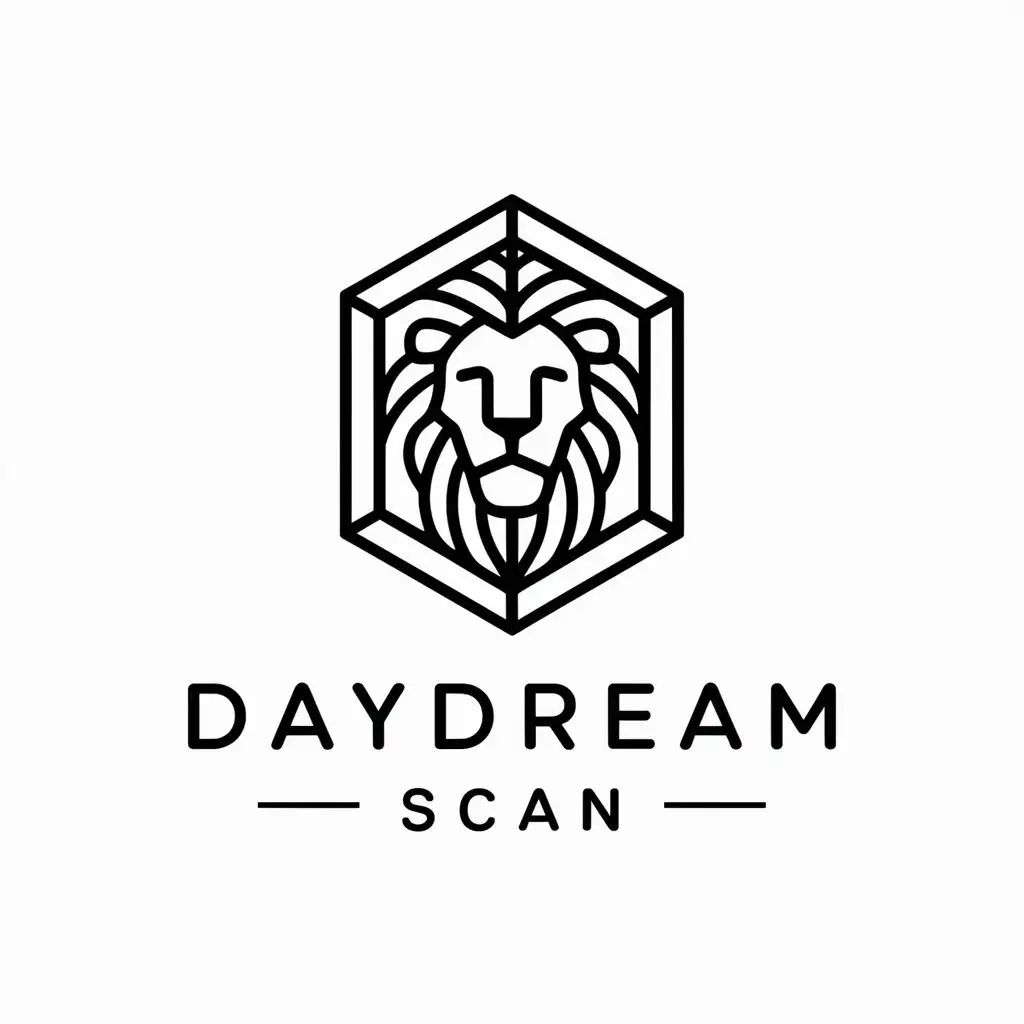 LOGO Design for Daydream Scan Minimalistic Lion Symbol in 3D Rectangles