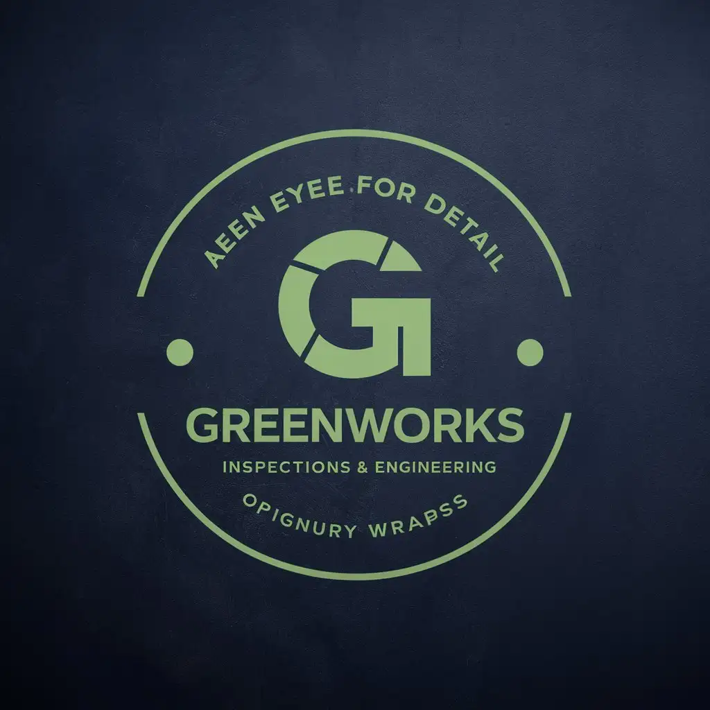 LOGO Design For GreenWorks Inspections Engineering Iconic Magnifying Glass Symbol