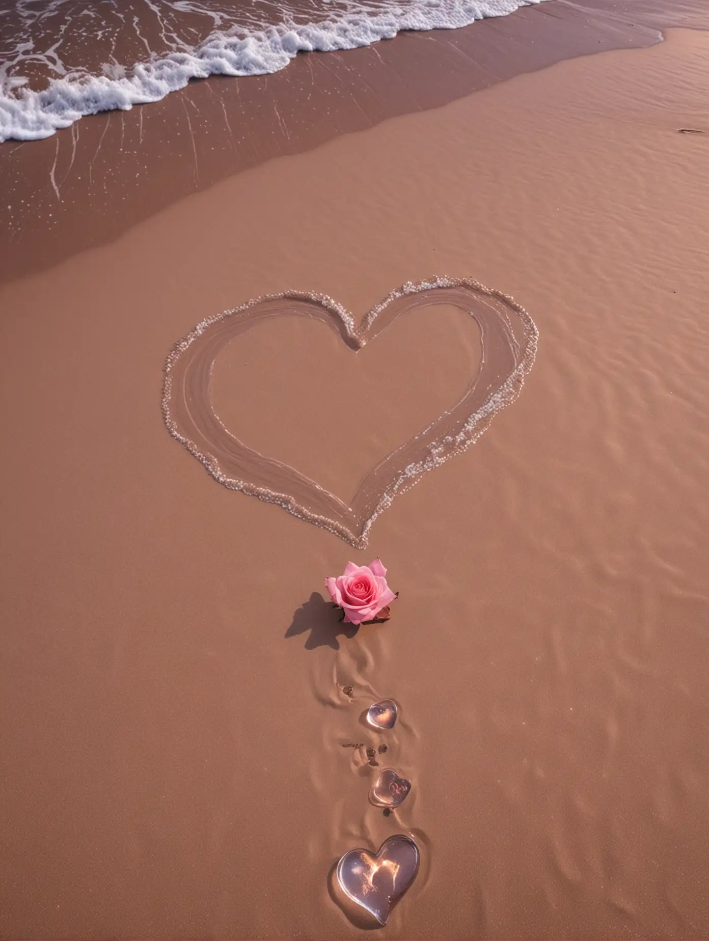 Starlit-Beach-Scene-with-Rose-and-Heartshaped-Plate