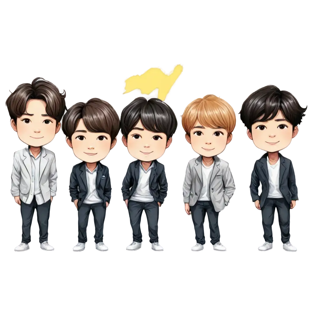 Caricature-of-BTS-Korean-Group-PNG-for-Creative-Design-and-Entertainment