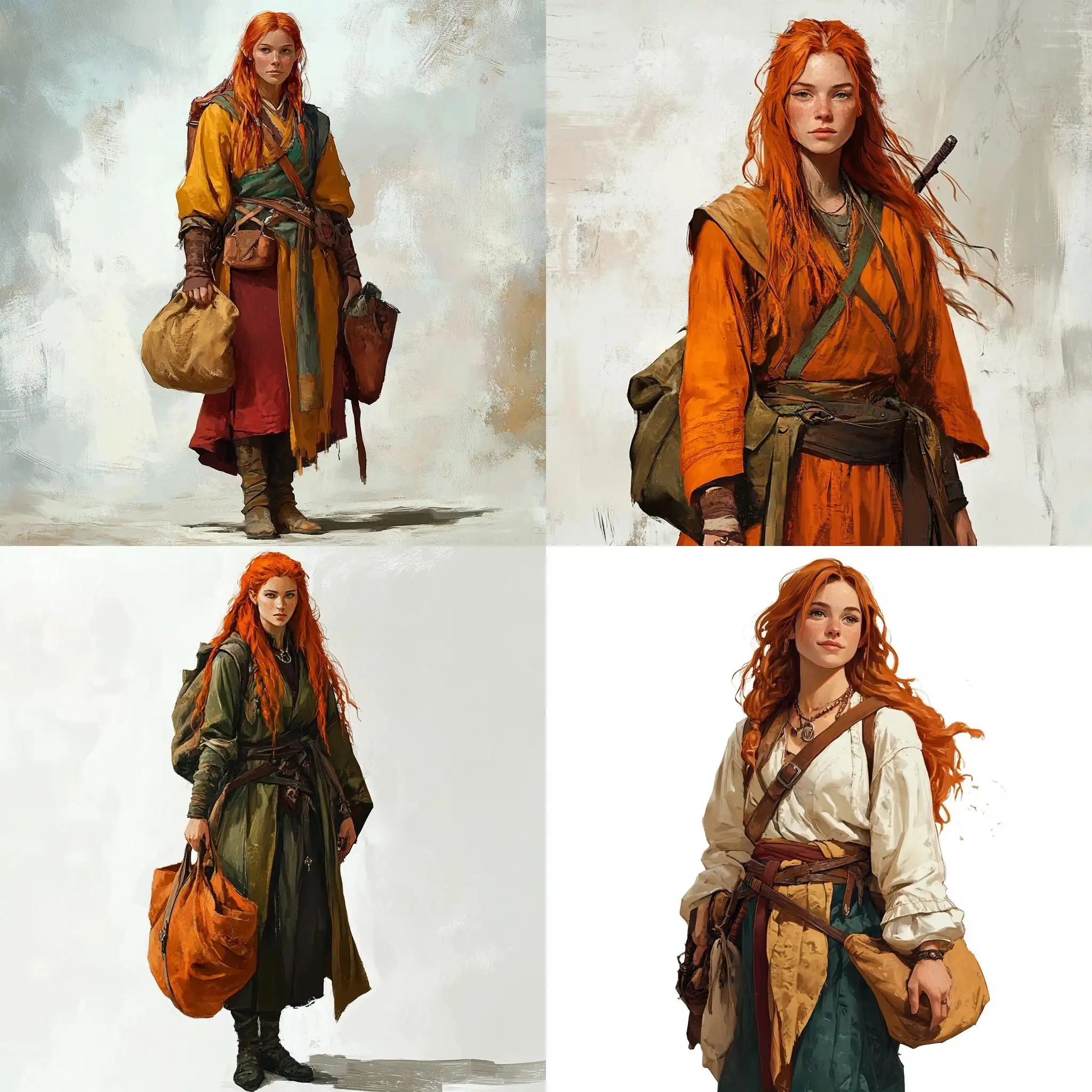 Monk-Woman-with-Long-Ginger-Hair-and-Bag-in-Fantasy-Setting