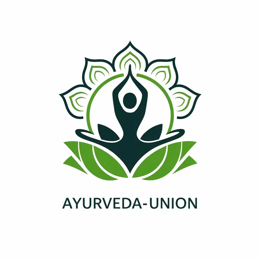 LOGO Design for AyurvedaUnion Vector Design Featuring Yoga and Health Elements with a Clear Background