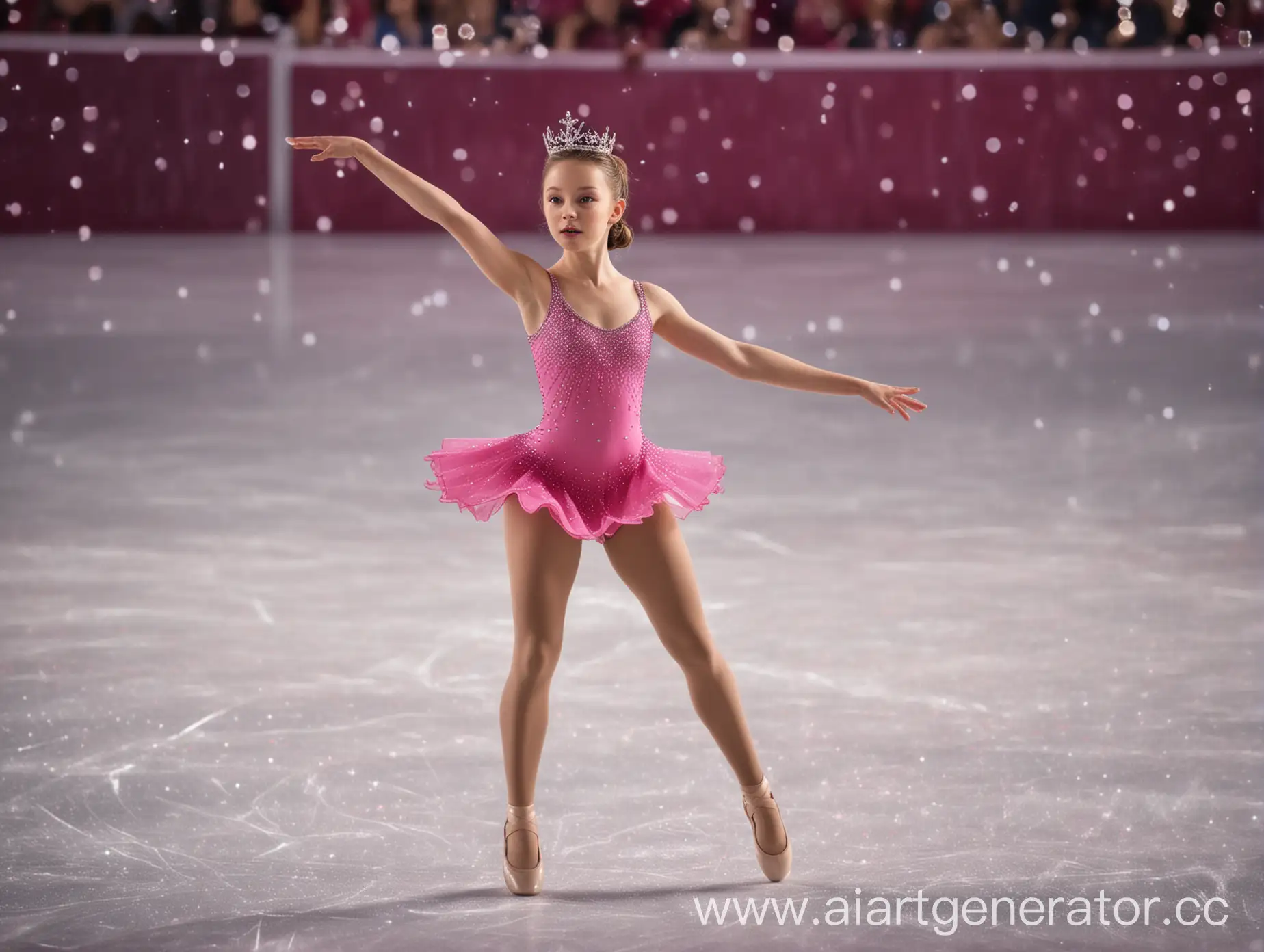 Figure-Skater-Girl-Performing-in-Sparkling-Pink-Leotard-with-Crystal-Crown