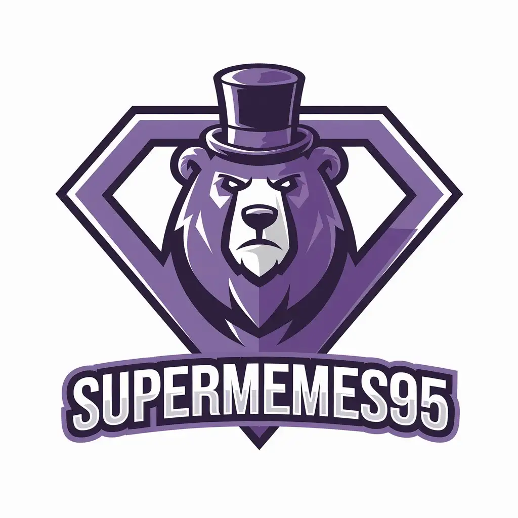 LOGO Design for SuperMemes95 Purple Polar Bear with Moderate Style on Clear Background