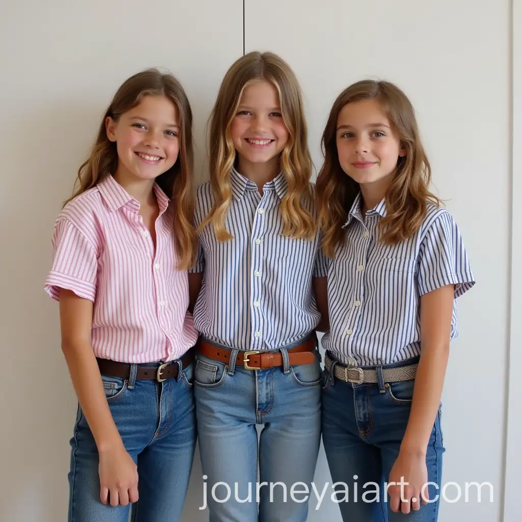 Three-Girls-in-Striped-Shirts-and-Jeans-with-Belts
