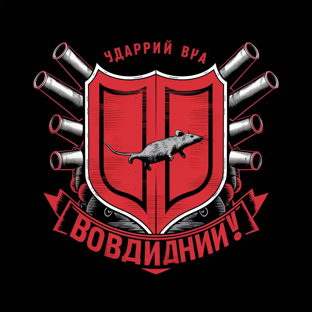 Military-Emblem-with-Red-Double-Shield-and-Cannons-on-Black-Background