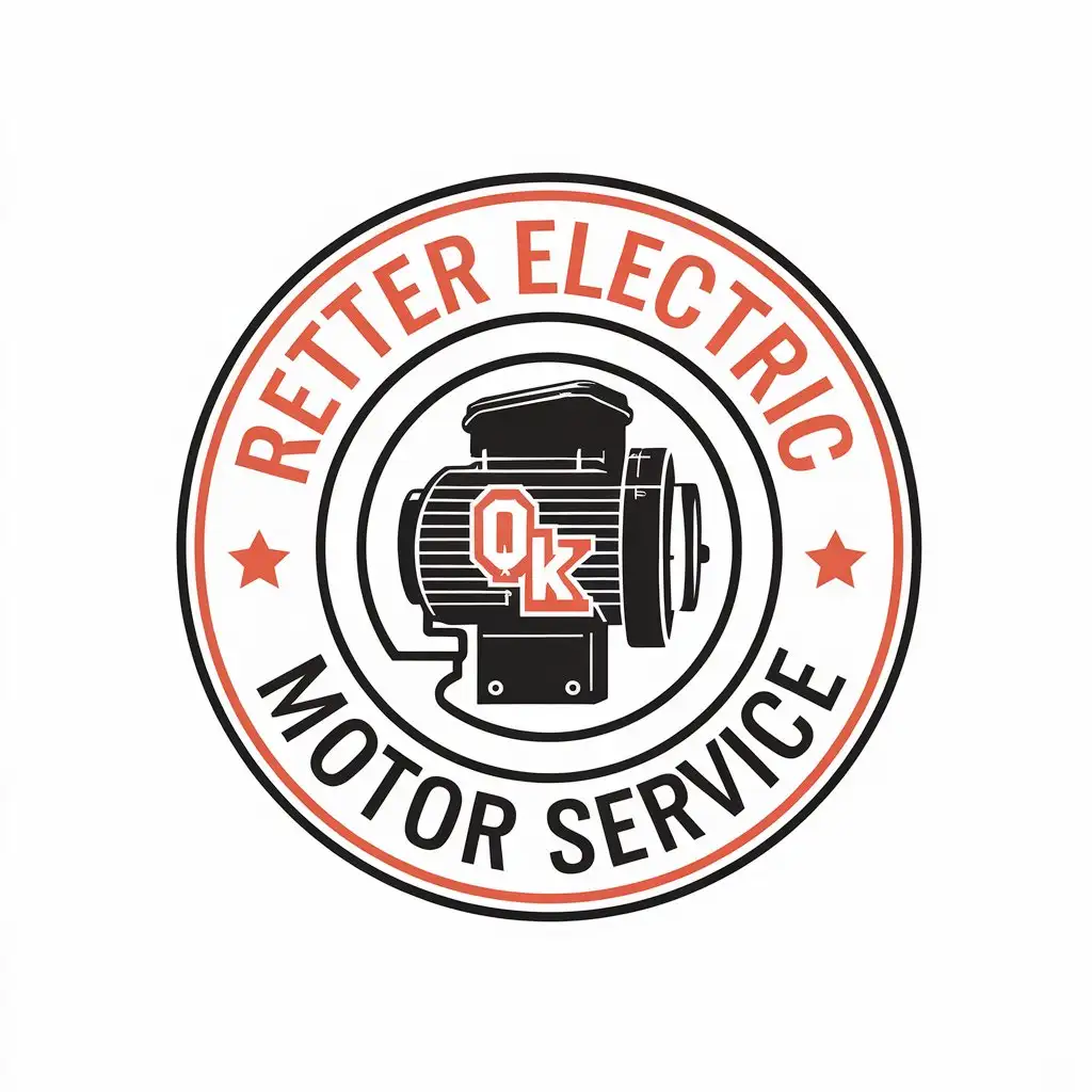 LOGO Design for Retter Electric Motor Service Electric Motor Oklahoma Theme with Modern Vector Design