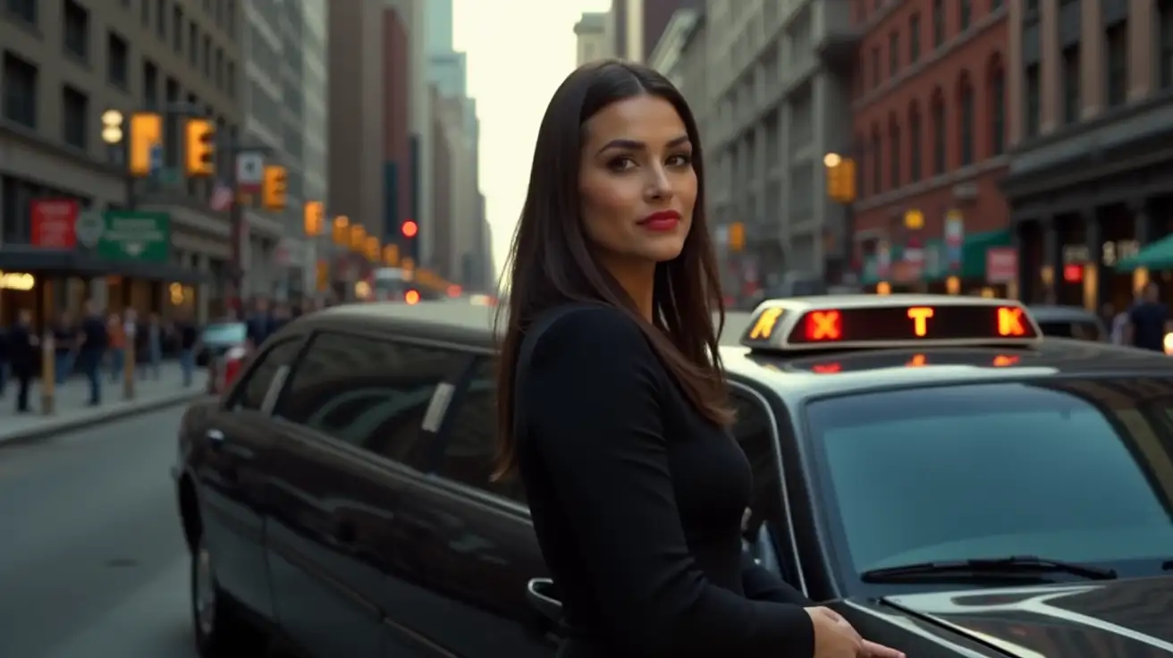 Female-Chauffeur-in-Uniform-Next-to-a-Stretch-Limo-on-42nd-Street-New-York