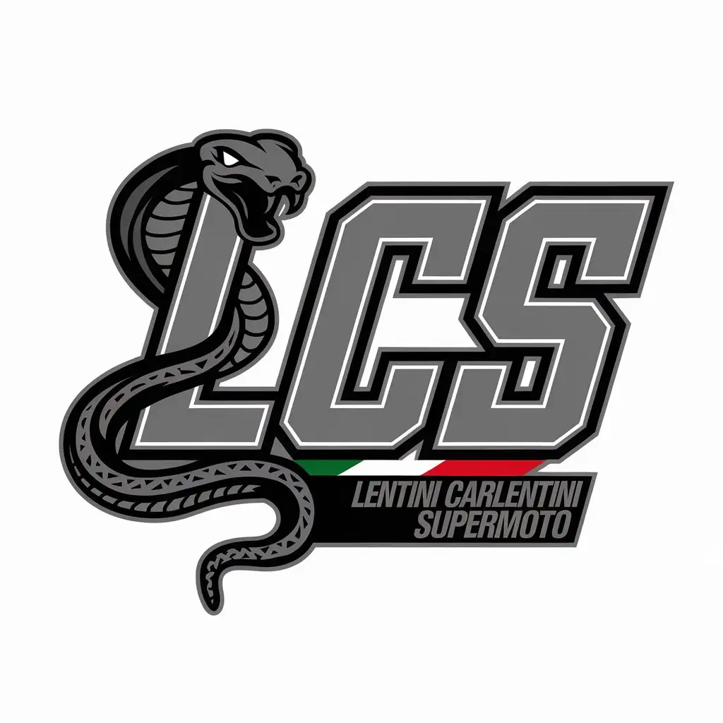 LOGO-Design-for-LCS-Aggressive-Typography-with-Snake-Symbol-and-Italian-Flag-Colors