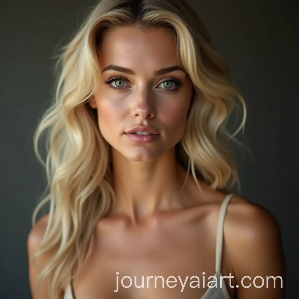 Elegant-Blonde-Woman-in-Deep-Neckline-Attire