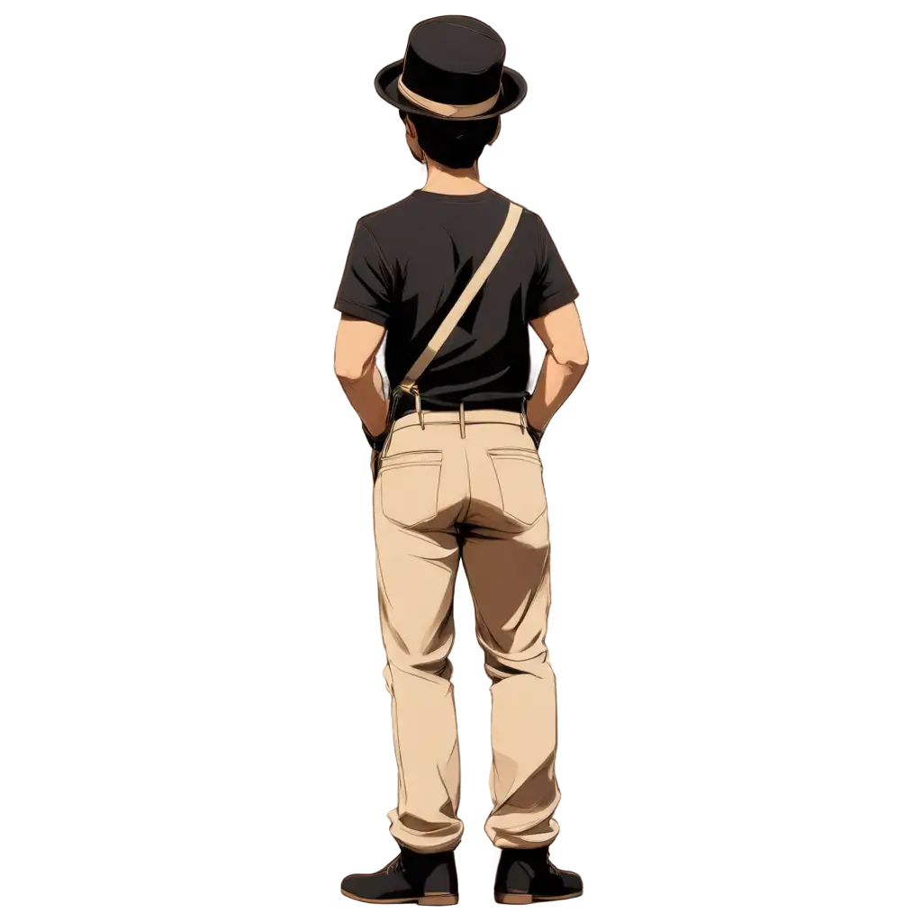 40YearOld-Man-Animation-Style-PNG-with-Black-Hat-Suspenders-and-Thick-Mustache