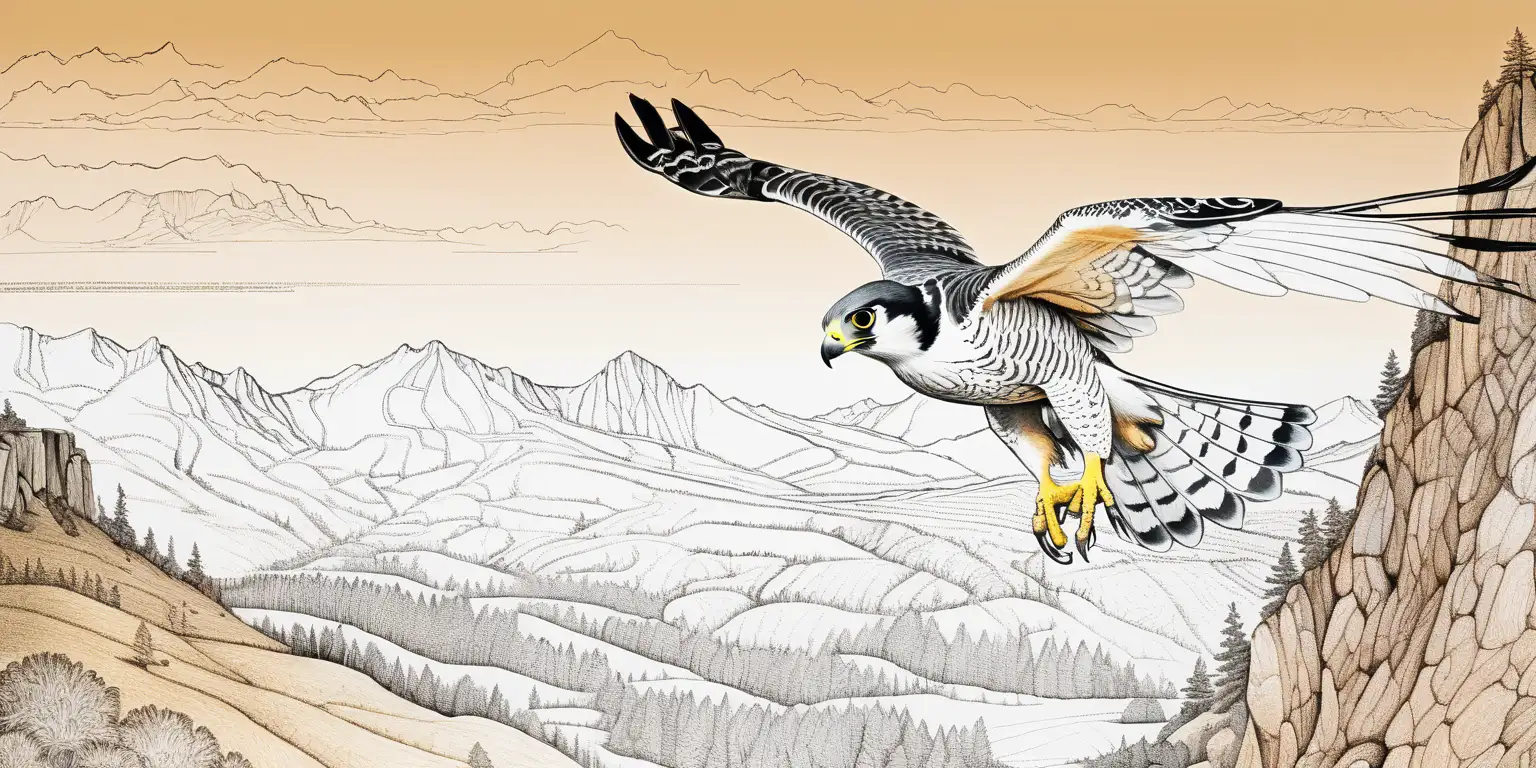 Surreal Appalachian Mountains with a Peregrine Falcon in Dali Style