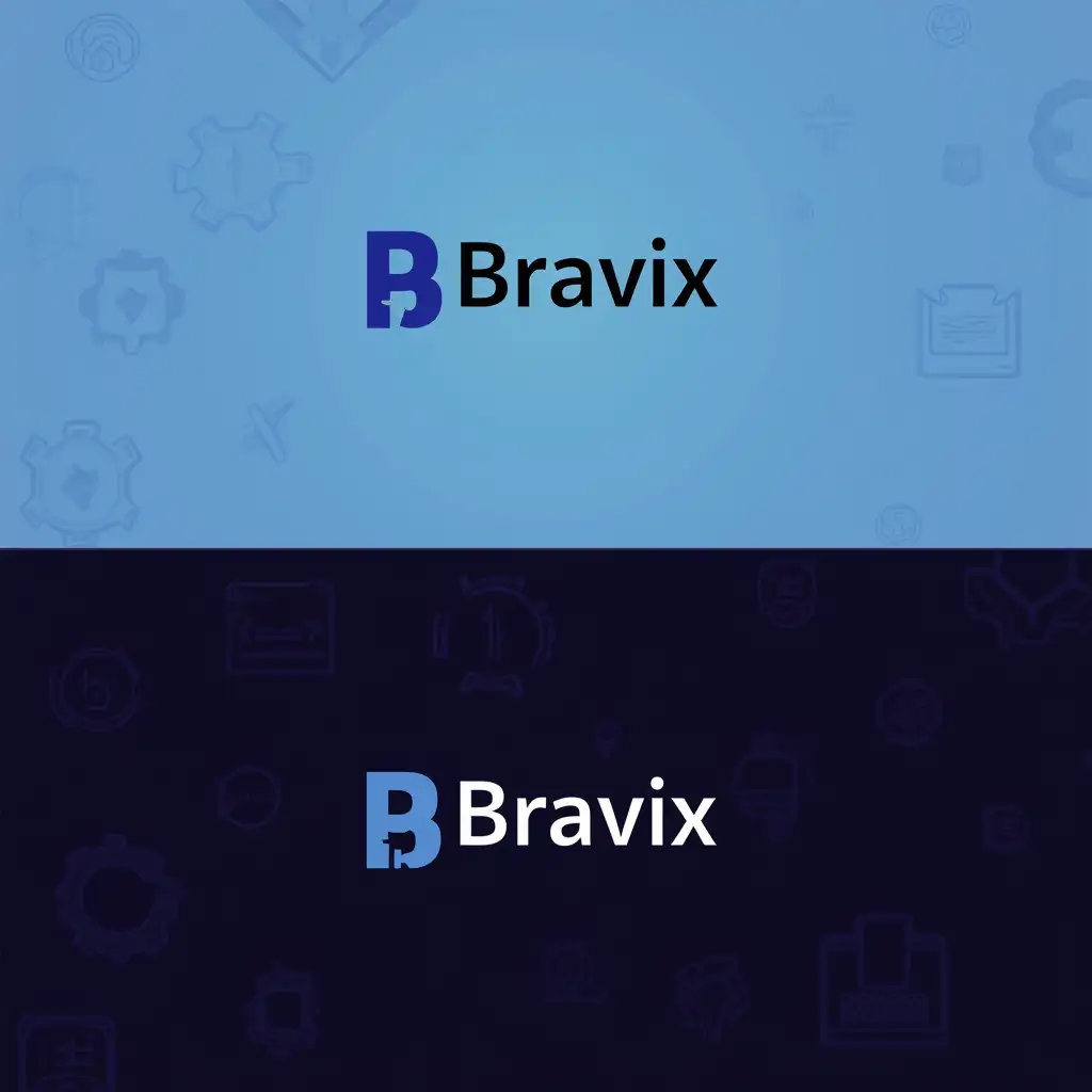 Create logo for company, Bravix is a company name, create 2 logos, 1 - background should be related to software, 2 - Background should be empty