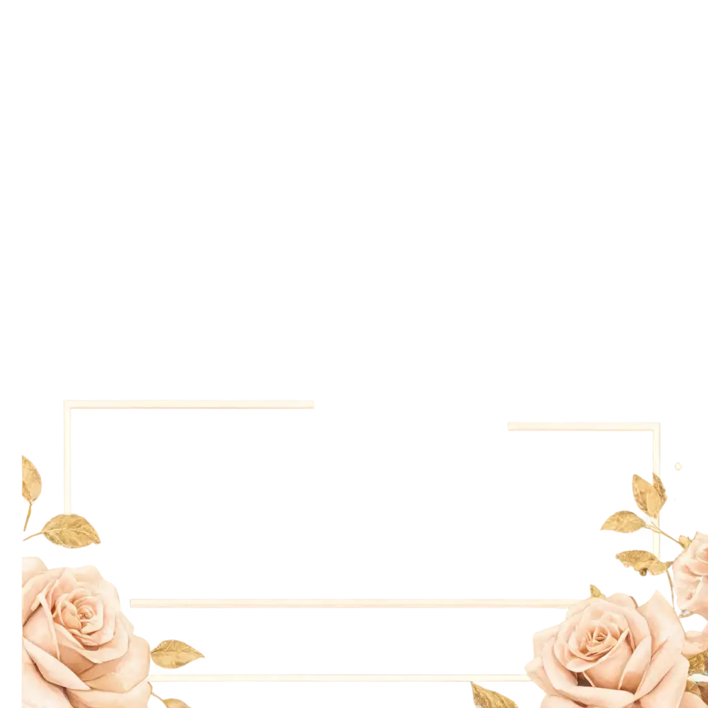 Instagram post template with golden and square design with roses