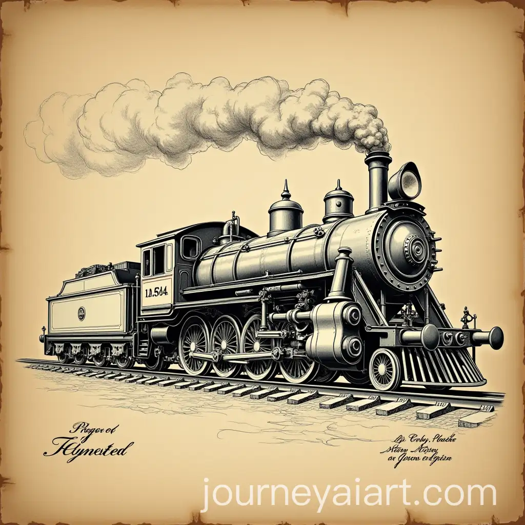 Vintage-Train-Blueprint-Patent-Drawing