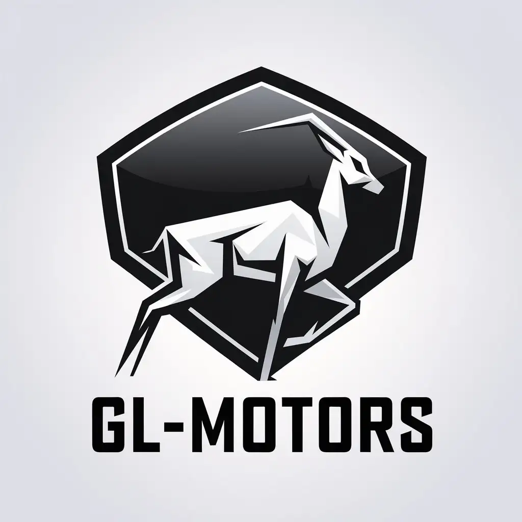 a vector logo design,with the text "GL-motors", main symbol:Gazelle,Minimalistic,be used in Automotive industry,clear background