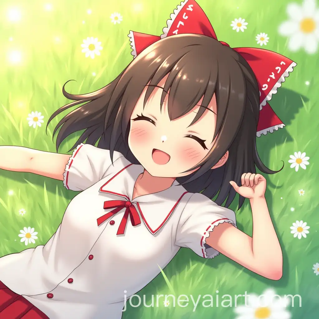 Saori-from-Doki-Doki-Literature-Club-Lying-in-a-Blooming-Meadow-with-a-Red-Bow