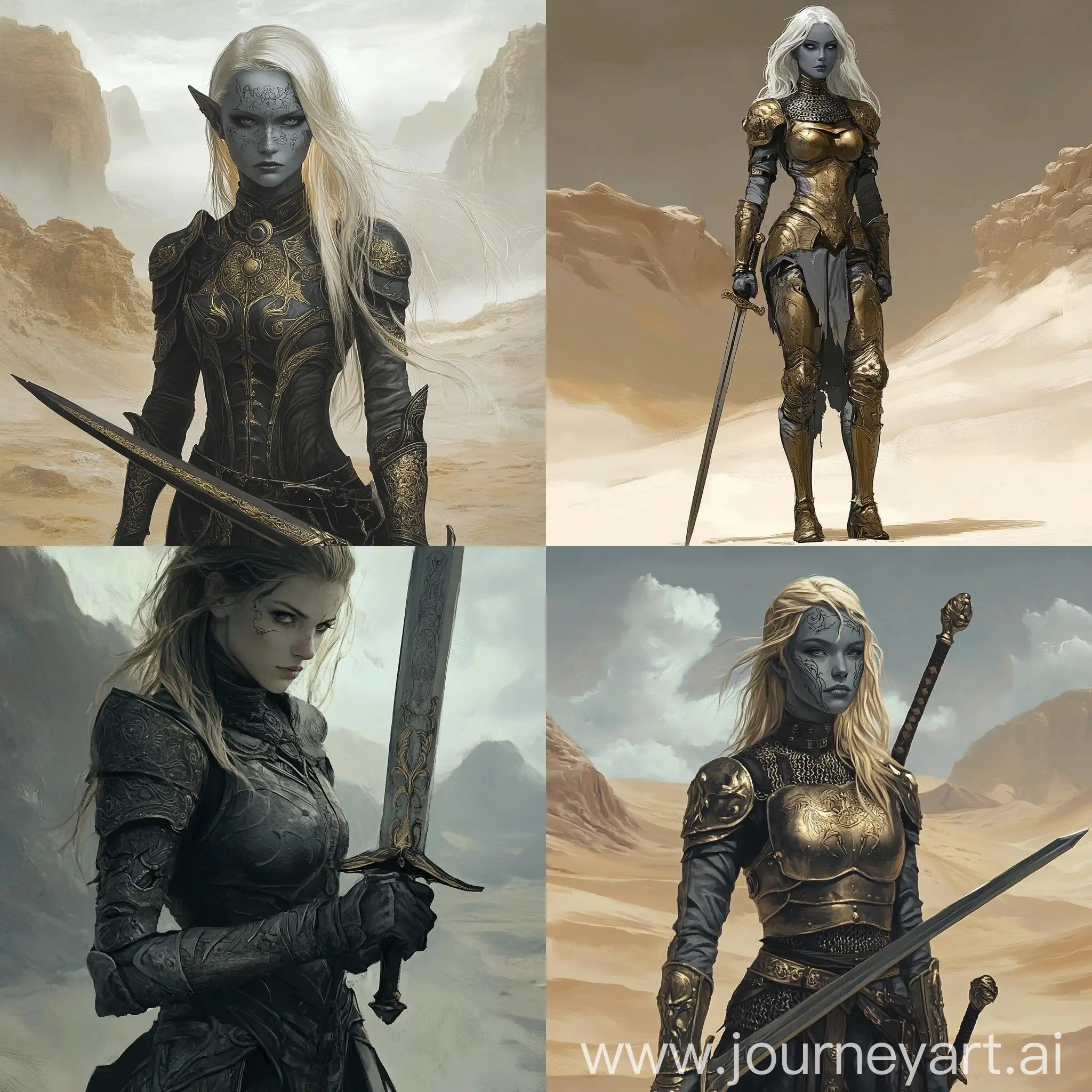 Victorian-Style-Girl-Warrior-with-Sword-in-Desert-Landscape