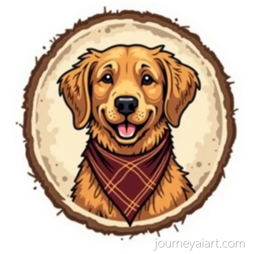 Charming-Golden-Retriever-Mascot-Logo-in-Rustic-Woodcut-Style-for-Dog-Treats