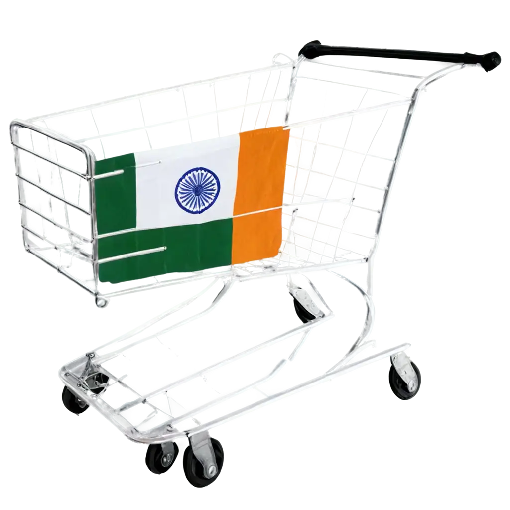 Hypermarket-Trolley-Carrying-Indian-Flag-PNG-Image-Symbol-of-National-Pride-on-White-Background