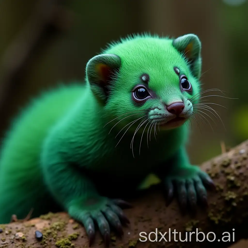 Vibrant-Malachite-Green-Ferret-in-a-Natural-Setting