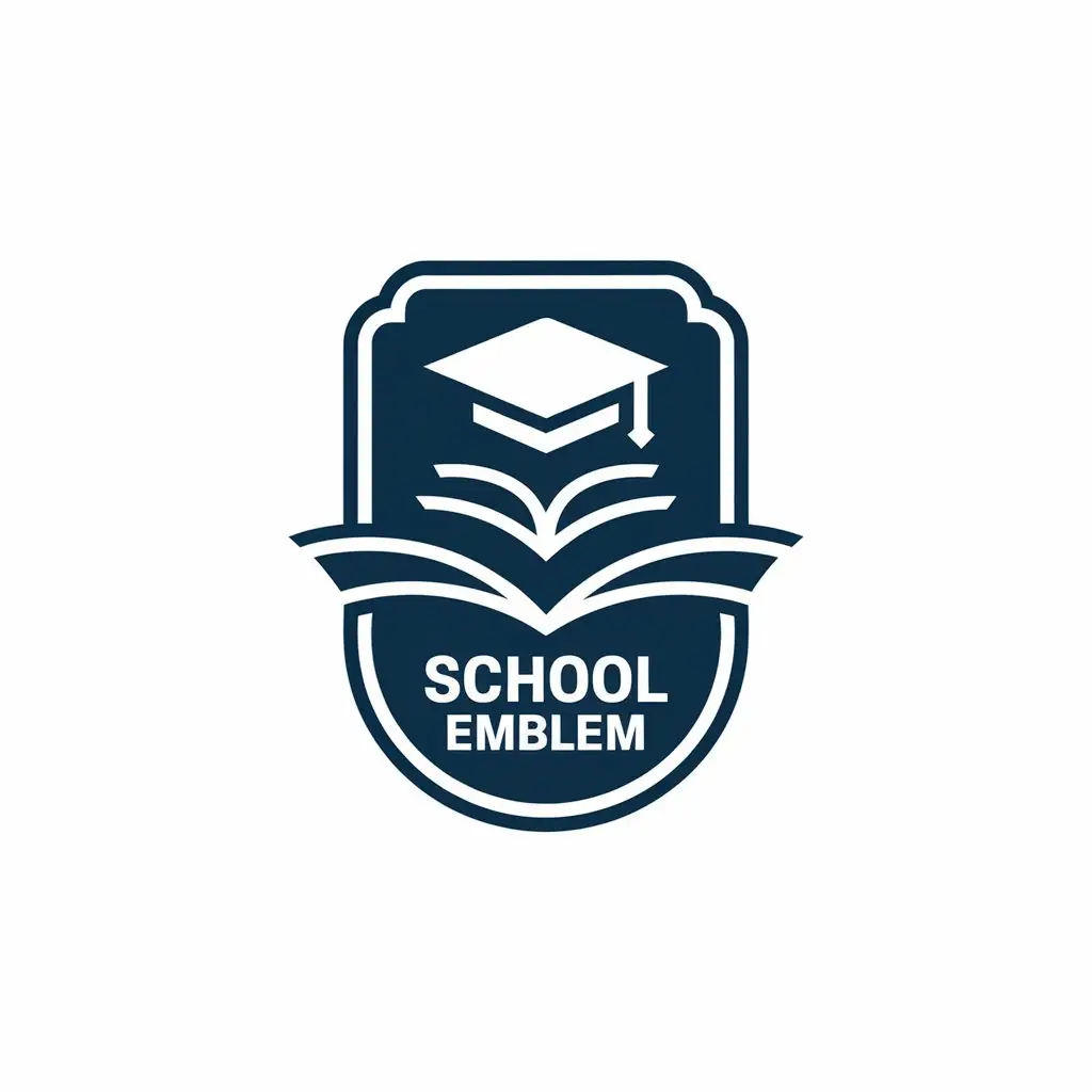 LOGO Design for School Emblem Books Mortarboard Round Badge for Education Industry