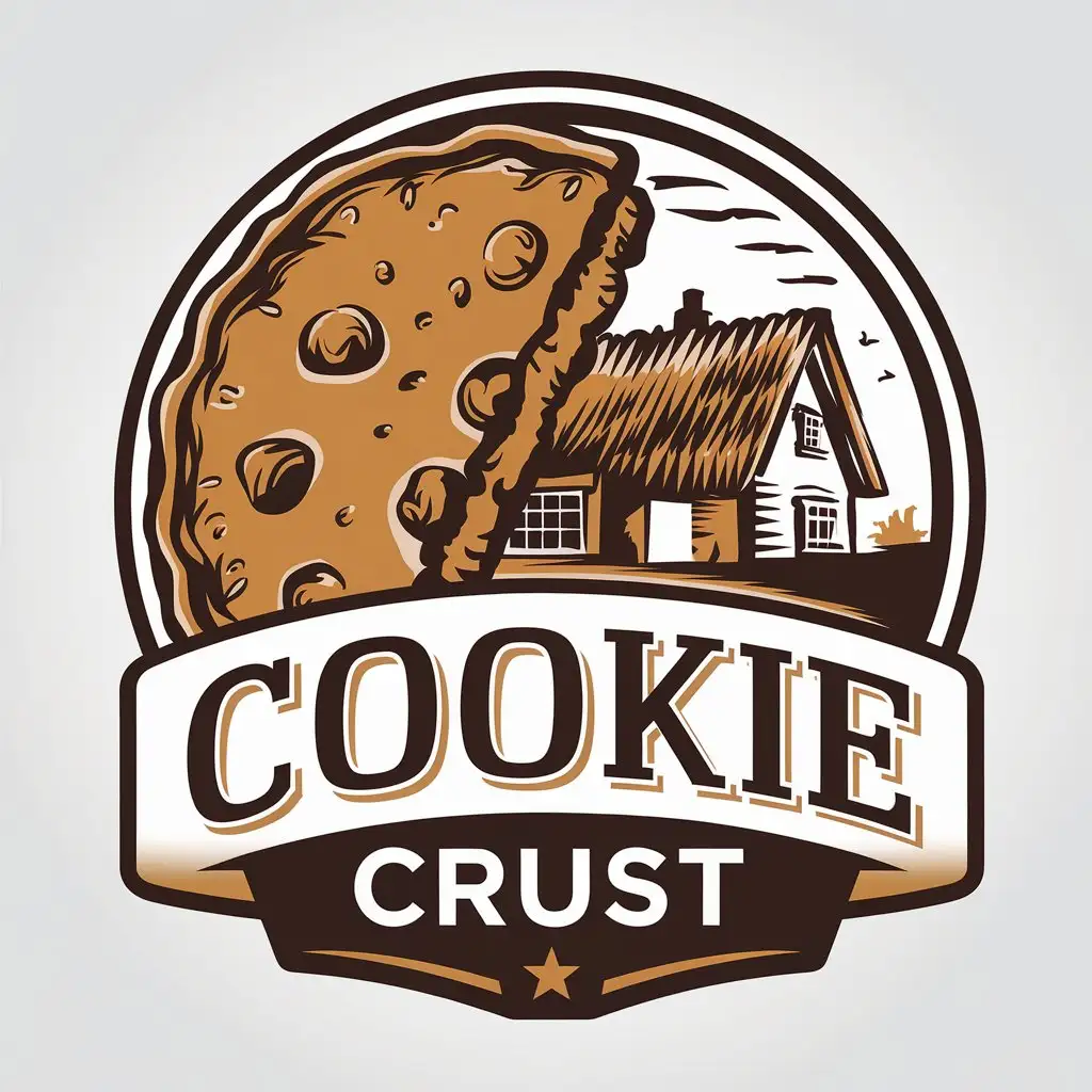 LOGO Design for Cookie Crust Vector Logo with Cookie and Cottage Theme for Restaurant Industry