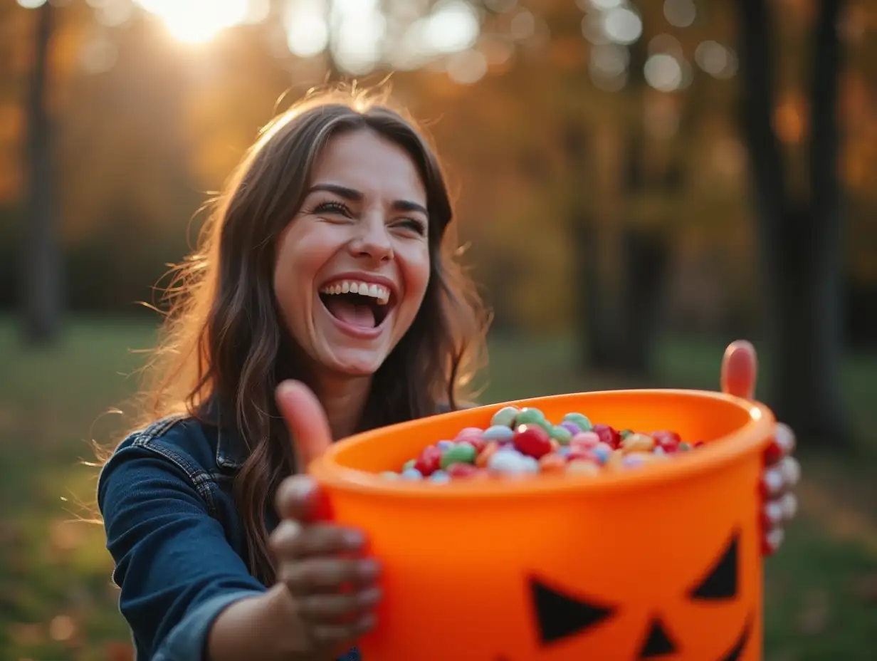 Joyful-Halloween-Selfie-with-CandyFilled-Bucket