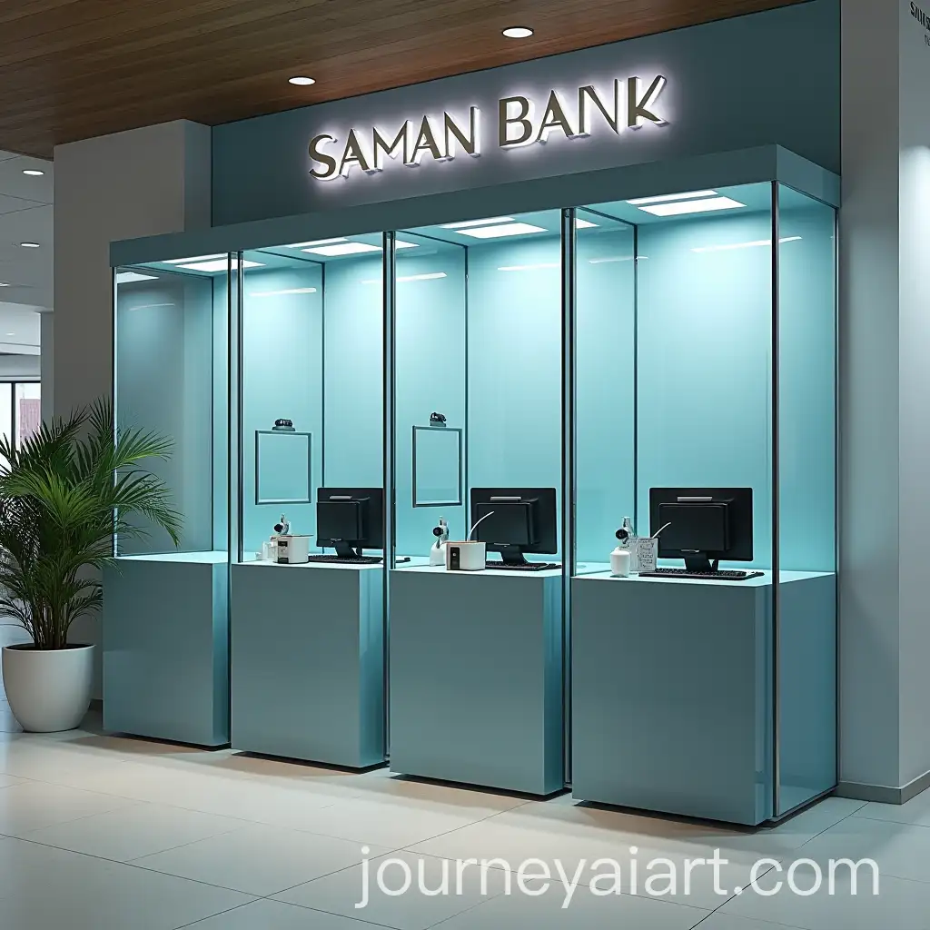 Modern-Bank-Branch-with-Glass-Stations-Featuring-Magnifying-Glasses-for-Customer-Interaction