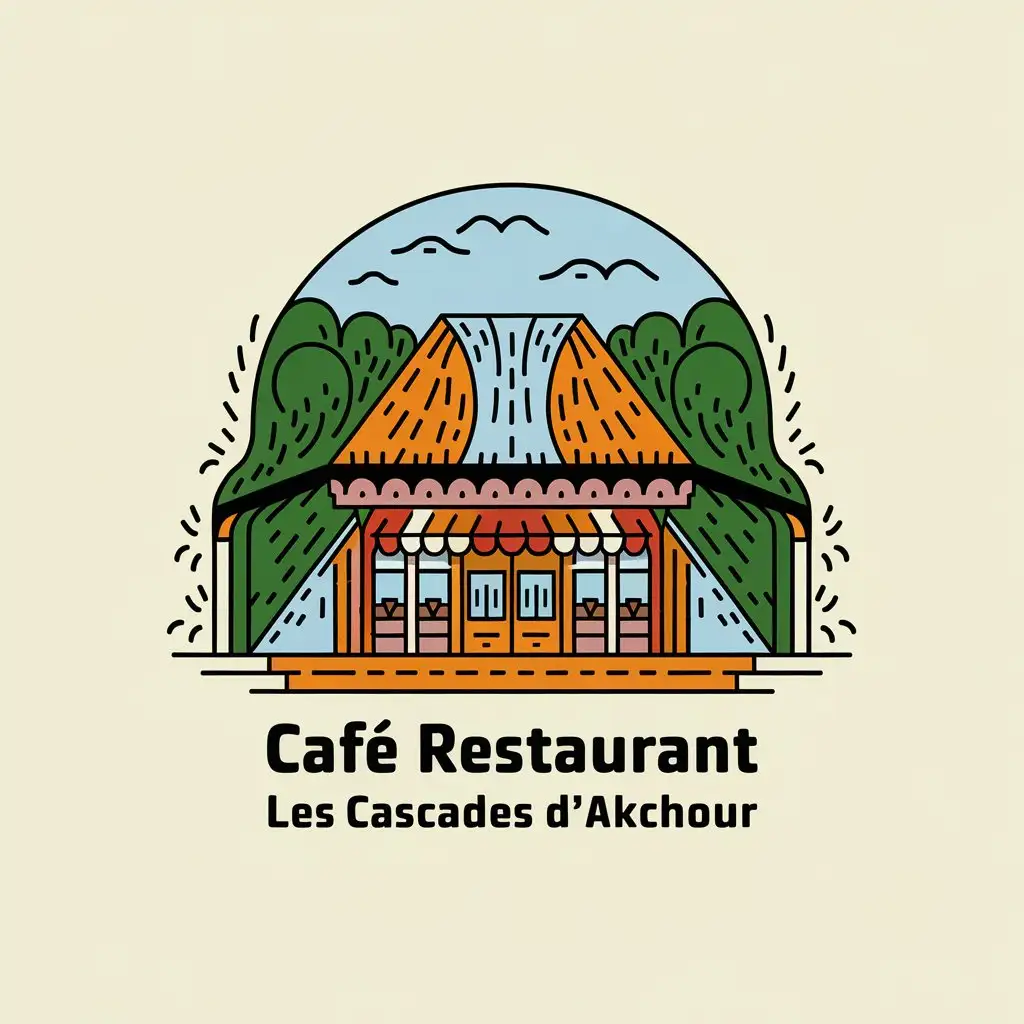 LOGO Design for Caf Restaurant les Cascades dAkchour Modern Caf Restaurant Theme with Clear Background