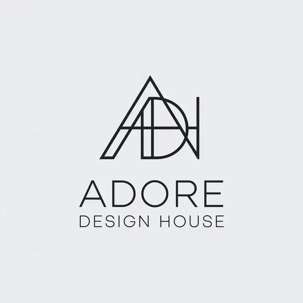 LOGO Design for Adore Design House Minimalistic ADH Monogram with Clear Background