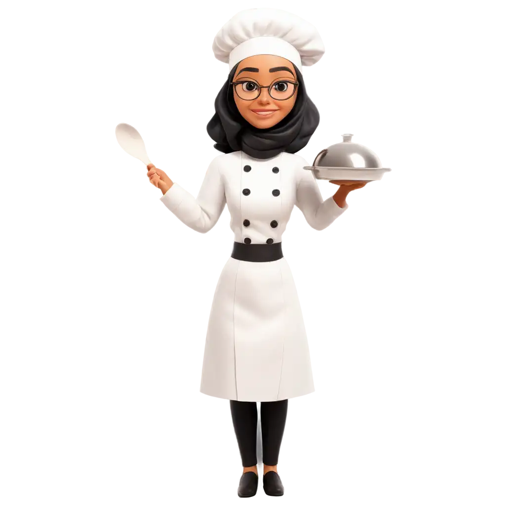 Funny-Muslim-Woman-Cartoon-Chef-PNG-A-Playful-Culinary-Creation-for-Your-Designs