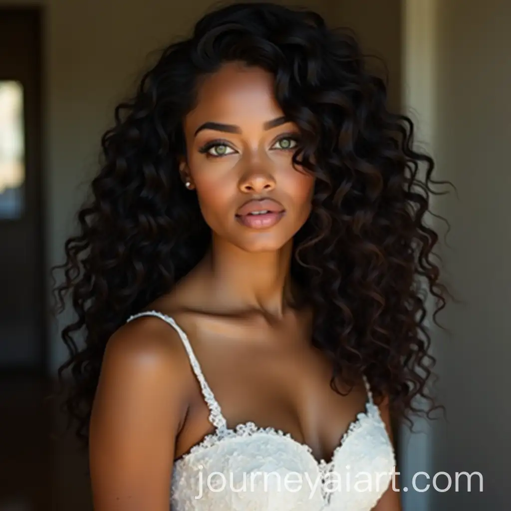 Beautiful-Young-Woman-in-White-Wedding-Dress-with-Curly-Black-Hair-and-Green-Eyes