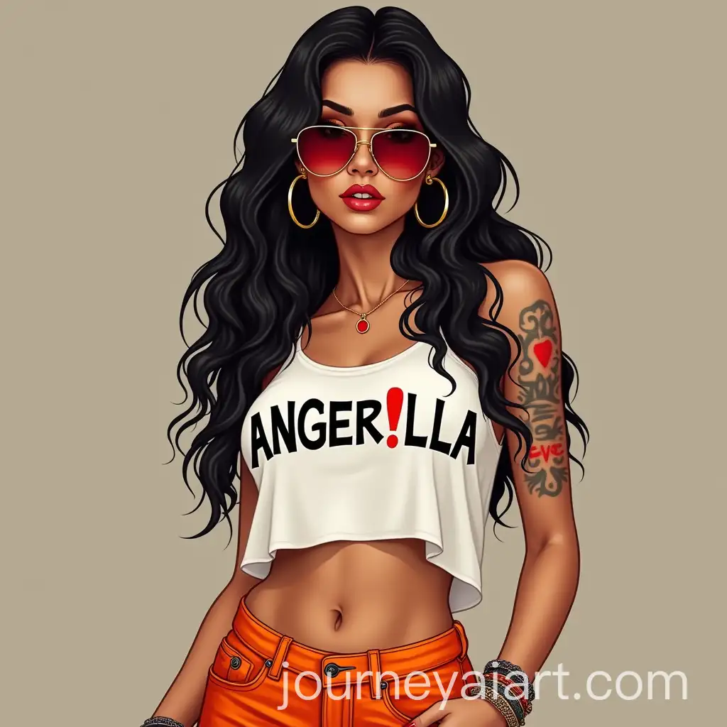 Stylish-Latina-Woman-with-ANGERLLA-Tank-Top-and-Orange-Leather-Jeans