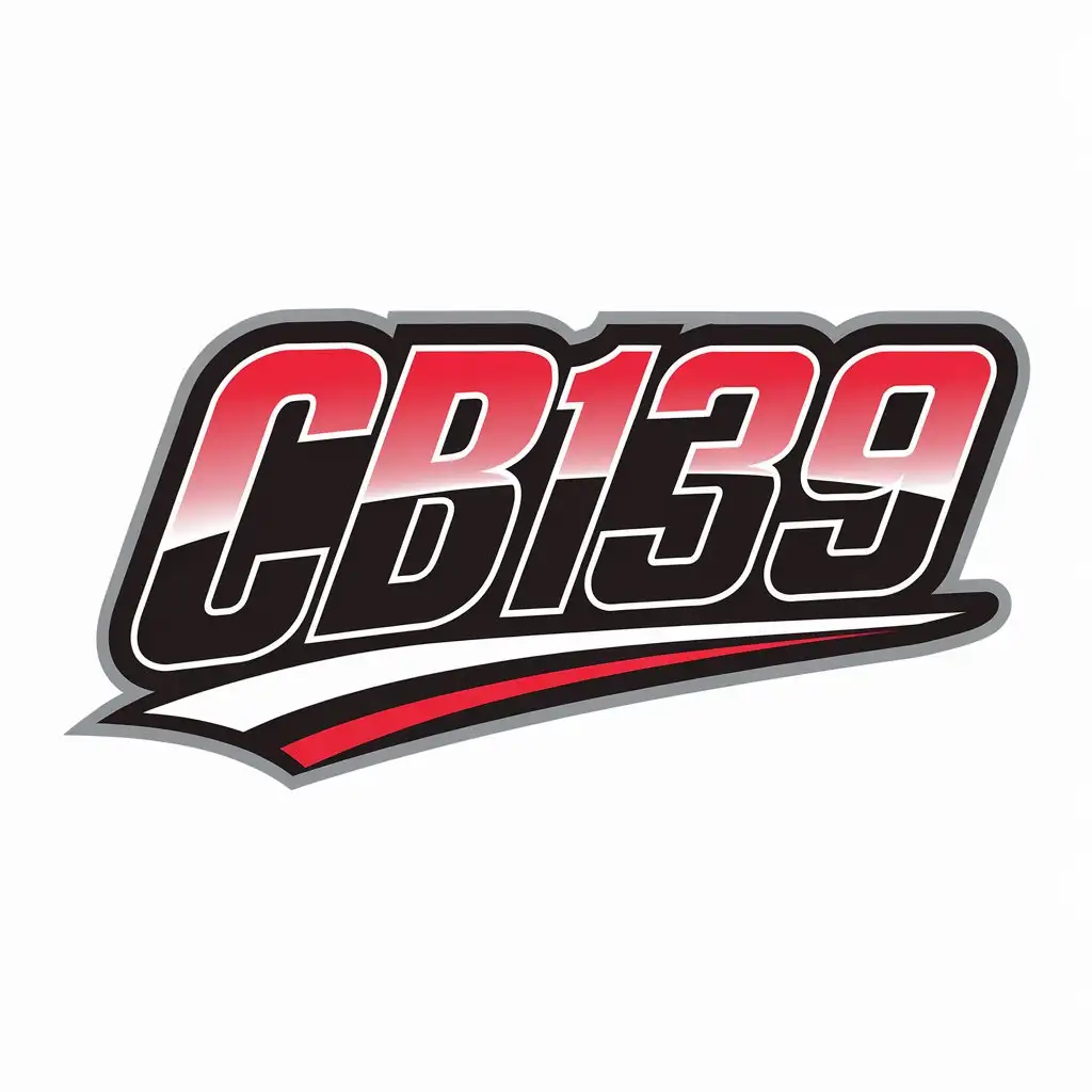 LOGO Design for CB139 Motorsport Style with Gradient Red Black and White Fade