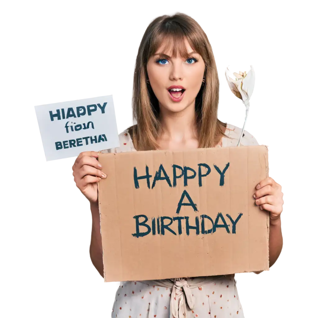 taylor swift holding a sign that says happy birthday, Fortune!