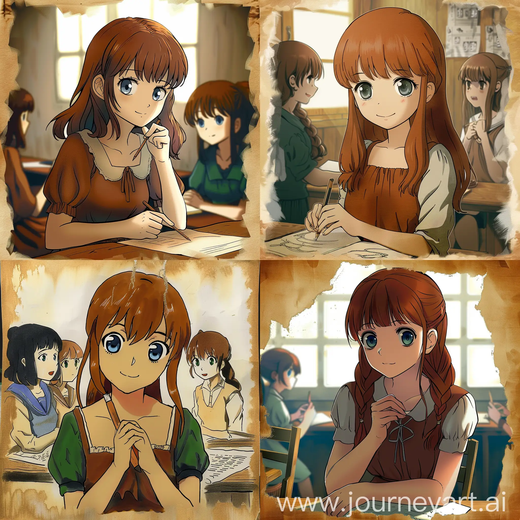 Girl-with-Friends-in-Classroom-Drawing-Anime-Style