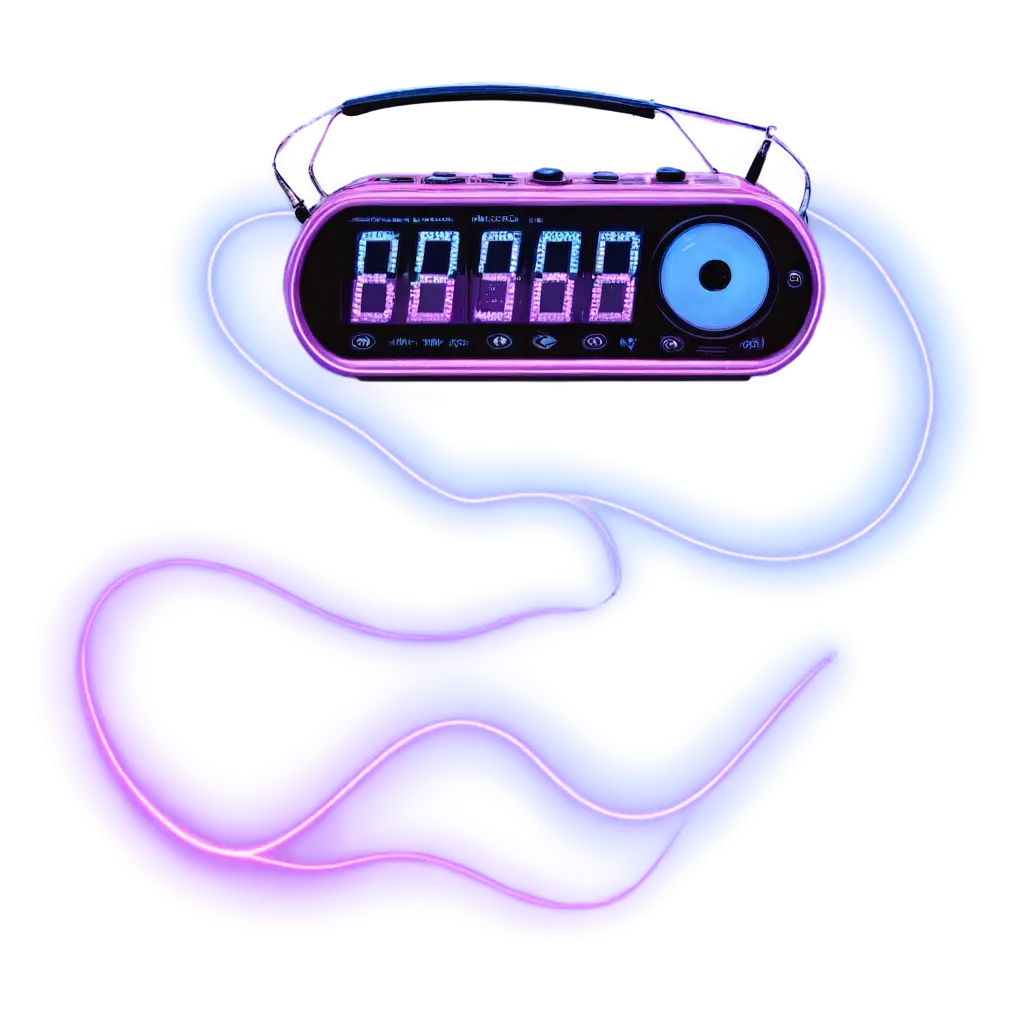 Abstract-PNG-Image-Radio-Receiver-with-Video-Screen-and-Neon-Waves-in-BluePurplePink-Tones