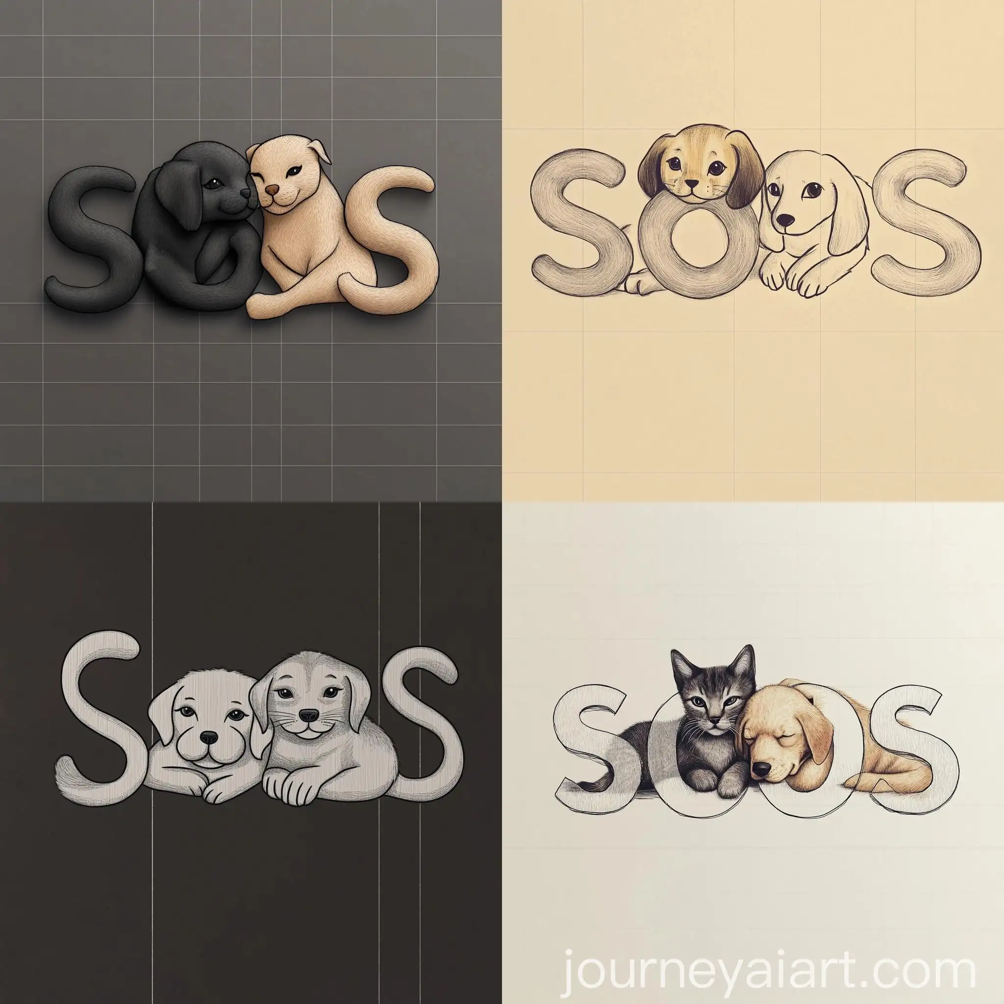Modern-Pet-Brand-Logo-with-Cat-and-Dog-Embrace