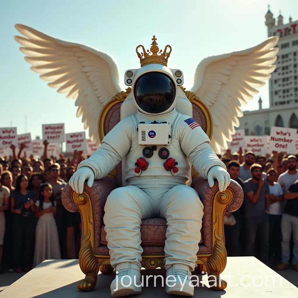 Fantasy-Scene-with-Empty-Kings-Chair-and-Astronaut-in-Algerian-City