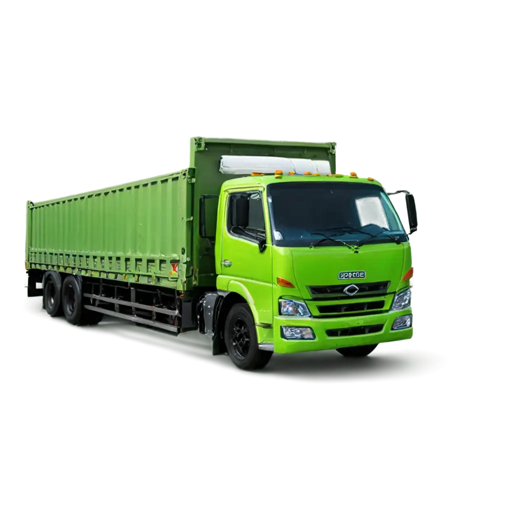 Hino-Green-Truck-with-Container-PNG-HighQuality-Image-for-Versatile-Applications