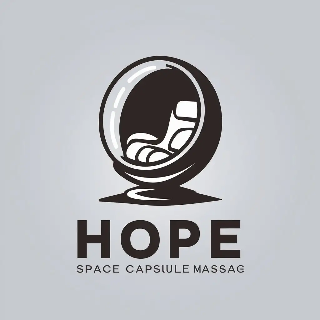 a vector logo design,with the text "HOPE", main symbol:Space capsule massage chair  HOPE,Minimalistic,clear background