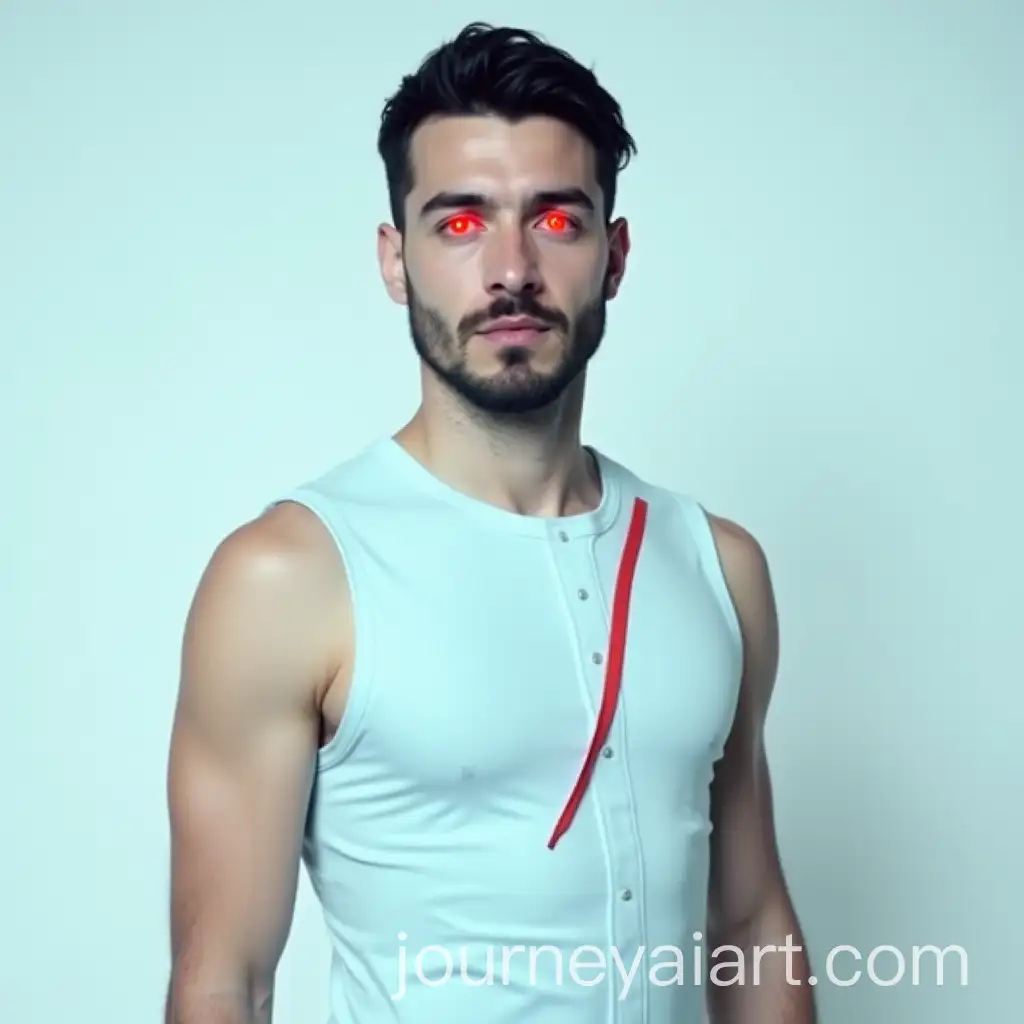 Young-Man-in-Futuristic-Pale-Blue-Sleeveless-Suit-with-Red-Accents