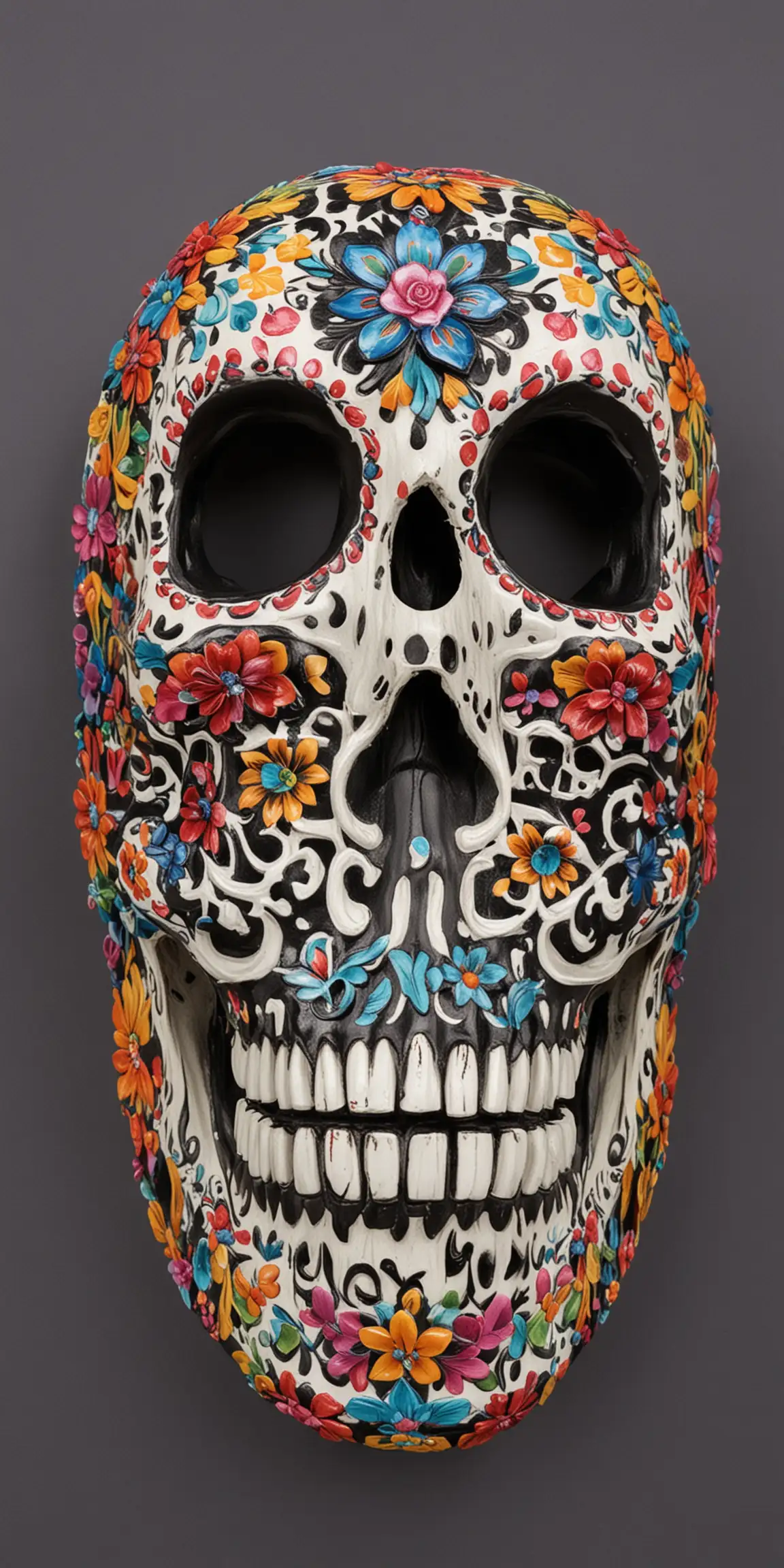 Colorful Day of the Dead Ornate Skeleton Head Mask