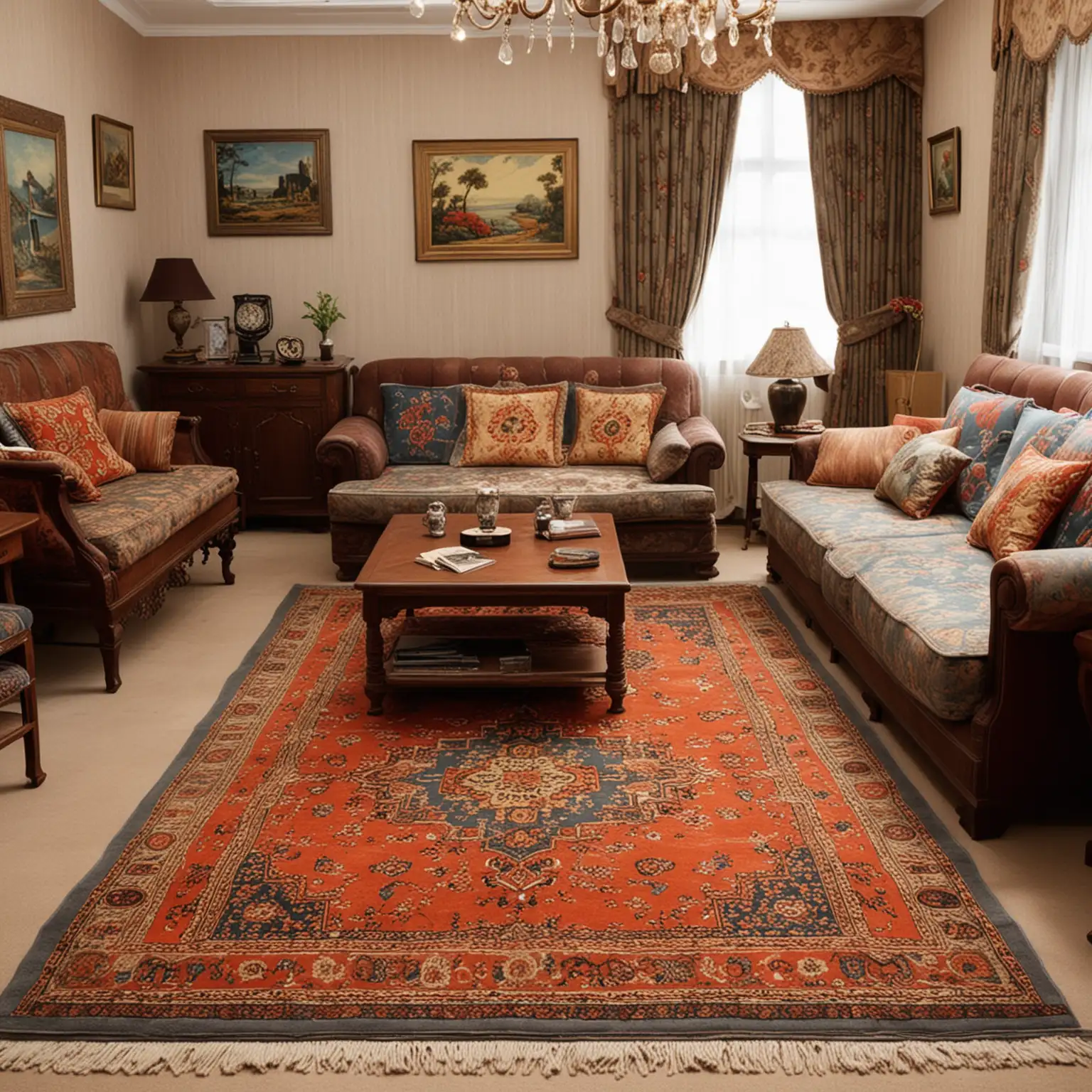 Retro-Living-Room-with-a-Carpet-as-the-Main-Feature