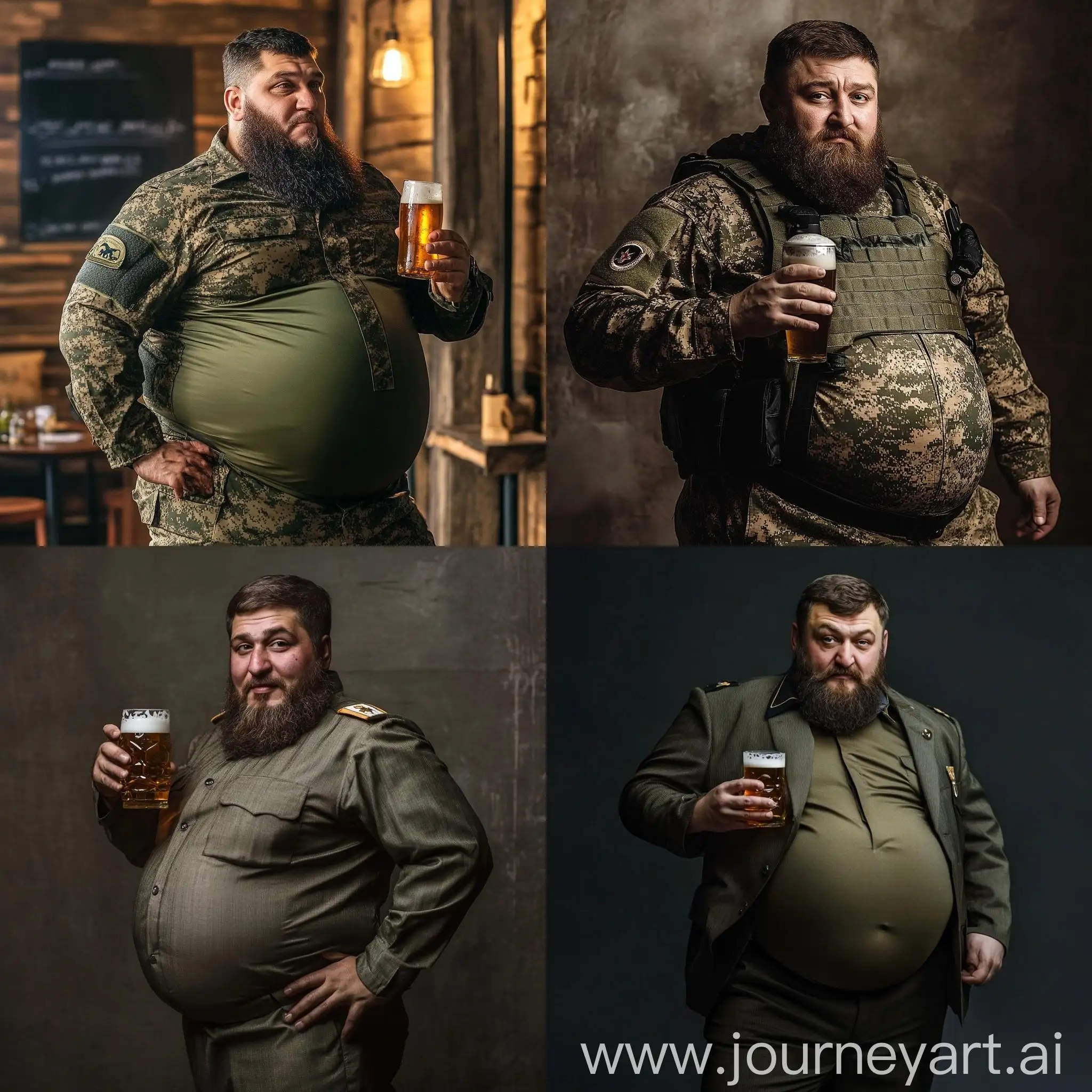 Ramzan-Kadyrov-Russian-Politician-Drinking-Beer-in-Army-Suit