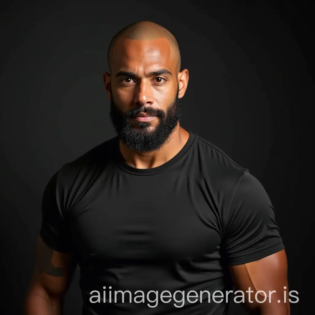 Portrait-of-a-WellTrained-Masculine-33YearOld-Brown-Man-with-Bald-Head-and-Beard